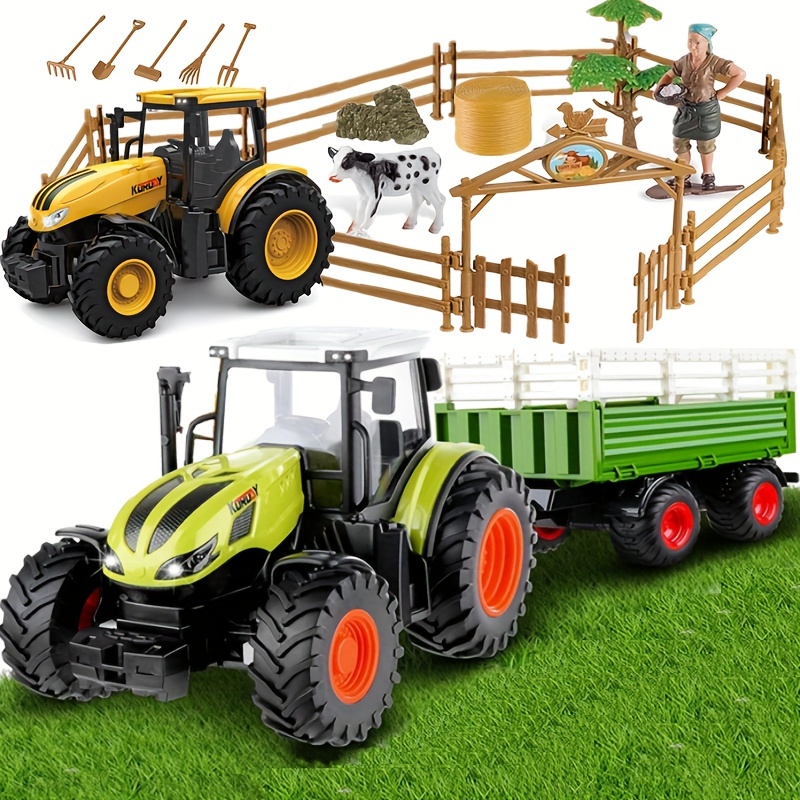 TEMI Camión de construcción de juguete para niños pequeños de 3, 4, 5, 6  años, 7 en 1, vehículos de construcción con tapete de juego, juego de