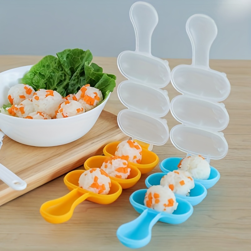 Rice Ball Making Kit Ball Shaped Sushi Molds Shaking Mould with Spoon  Seaweed Embossing Mold for Kids DIY Meal (Yellow) 