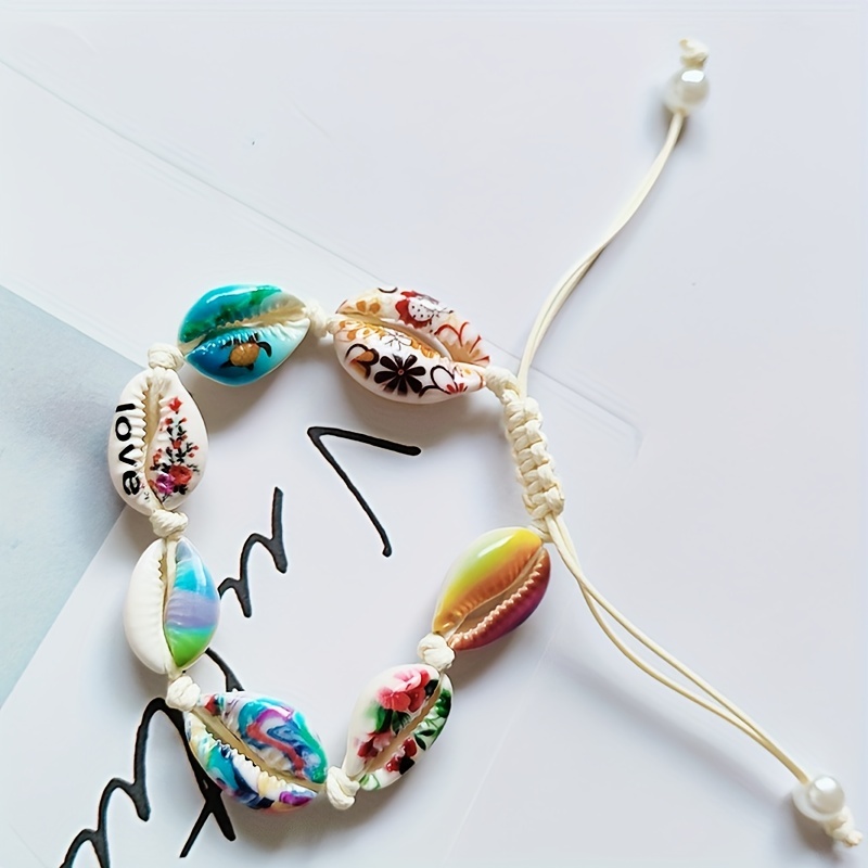 Men's Painted Shell Braided Bracelet, Bohemian Style