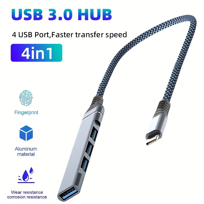 Alloy Usb Hub 4 Ports High Universal Phone Adapter Household - Temu
