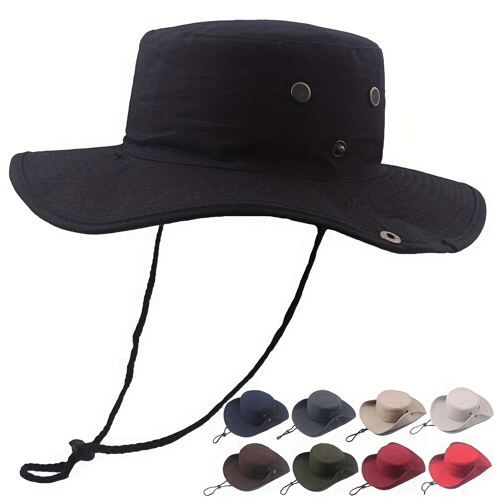 Mens Cap Unisex Wide Brim Sun Hat Bucket Hat Boonie Hunting