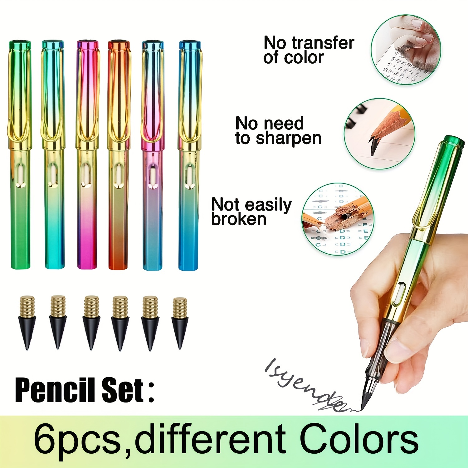 6pcs Everlasting Pencil, Inkless Pencils Eternal With 6pcs