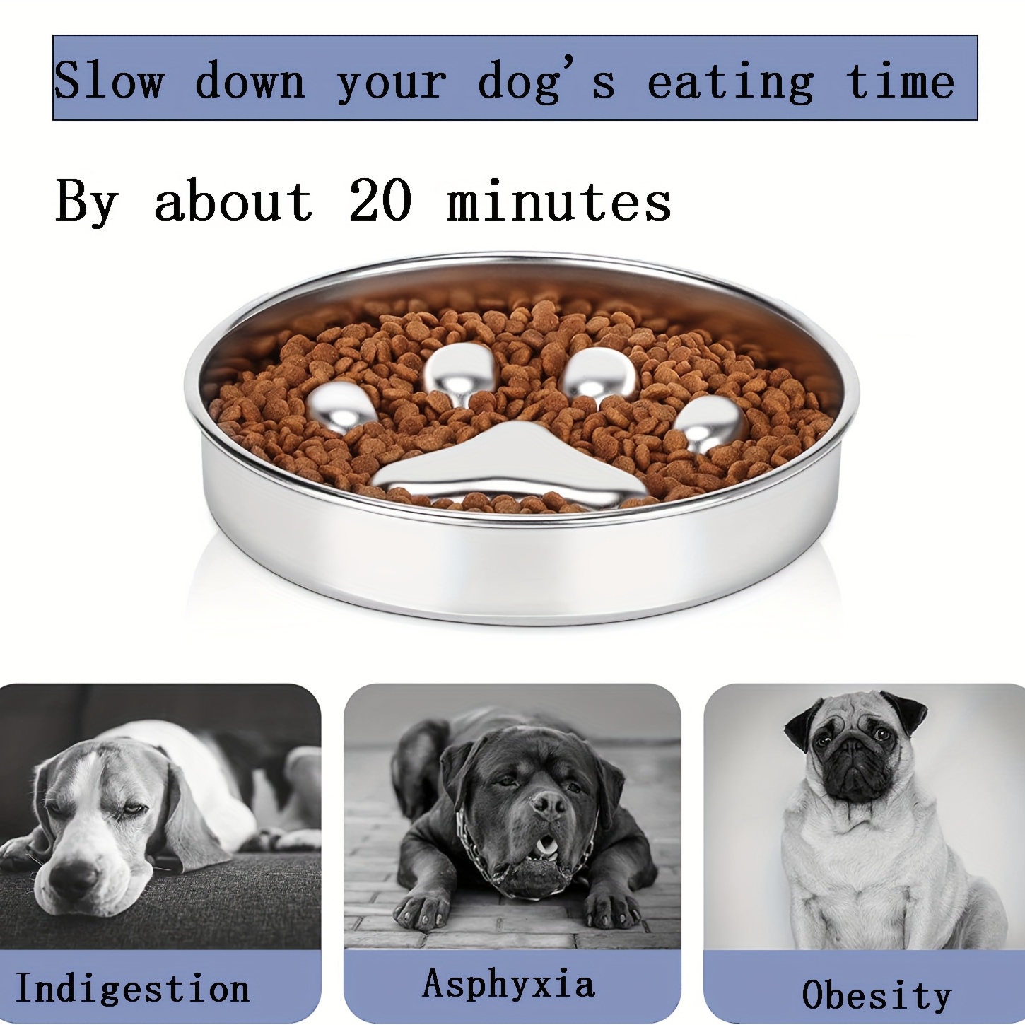 Stainless Steel Anti-choking Dog Feeder Bowl, Durable Slow Feeder Dog  Feeding Drinking Basin Dog Puzzle Food Bowl - Temu