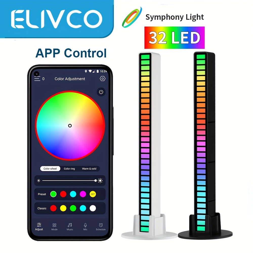 Sound Pickup Light RGB Colourful LED Lights APP Controls Music Rhythm Neon  Light Voice Activated Ambient Atmosphere Night Lights - China Sound Pickup  Light, RGB LED Light