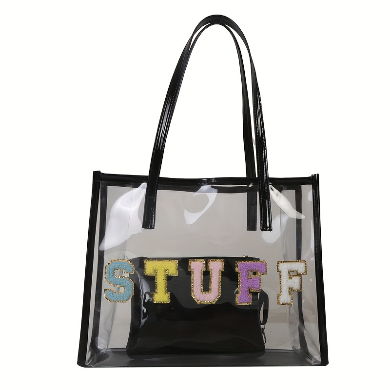 White Large Clear Tote Bag Transparent Jelly Tote Purse