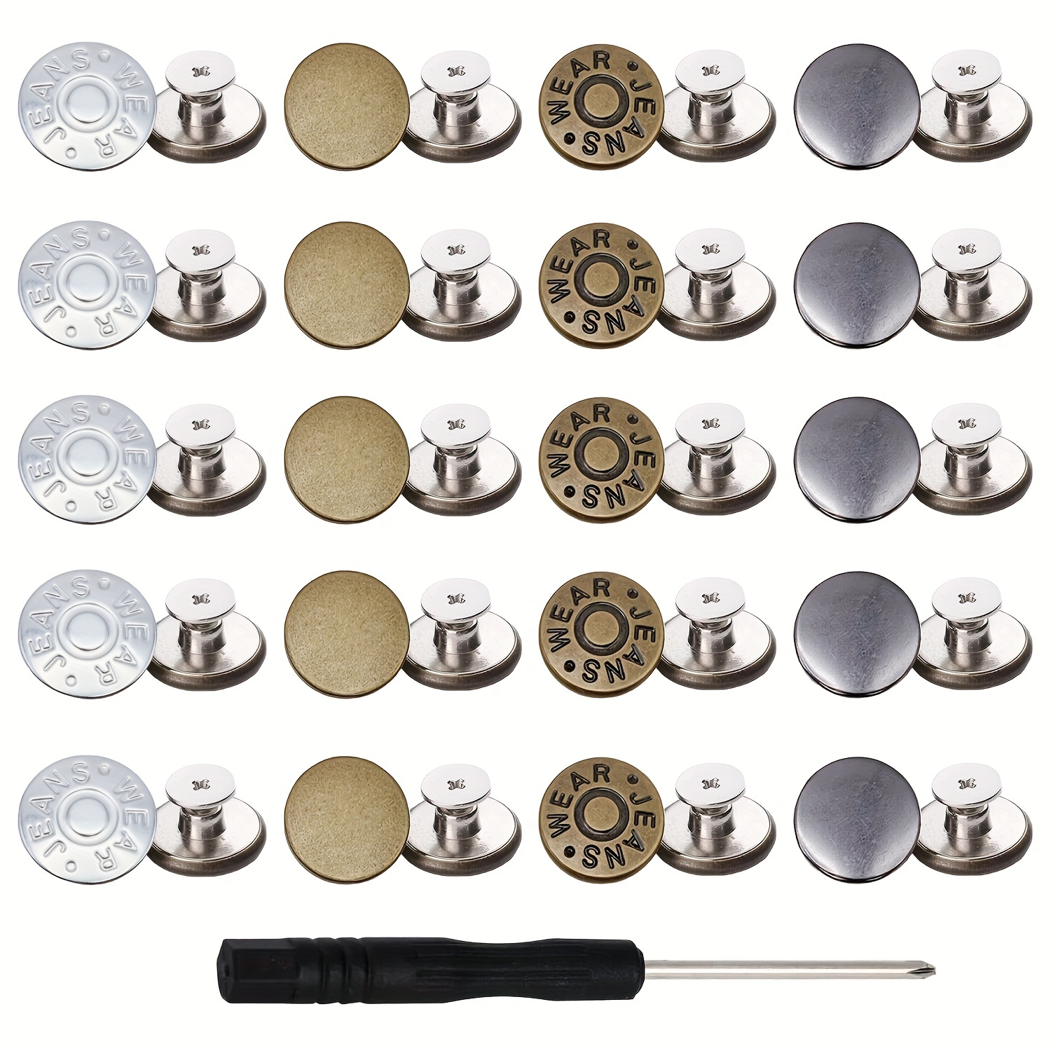 Metal Jeans Buttons Replacement No sewing Screw Button - Temu