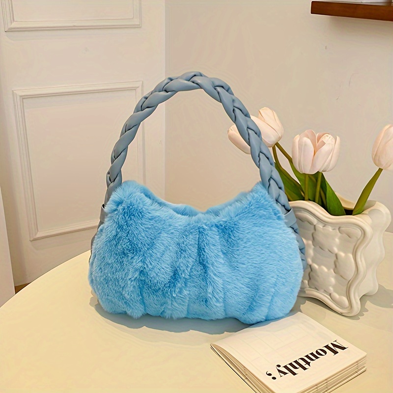 Chanel Powder Blue Rabbit Fur Handbag