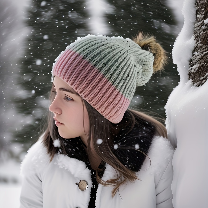 Cappello donna invernale inverno lana cuffia risvolto pon pon in