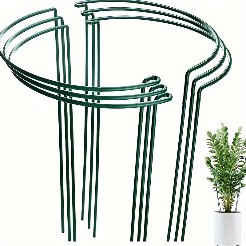 

2pcs Semi Circular Plant Support Piles, Metal Garden Plant Piles, Green Semi Circular Plant Support Rings, Plant Cages, Plant Supports For Peonies, Tomatoes, Roses, Vines, And Indoor Plants
