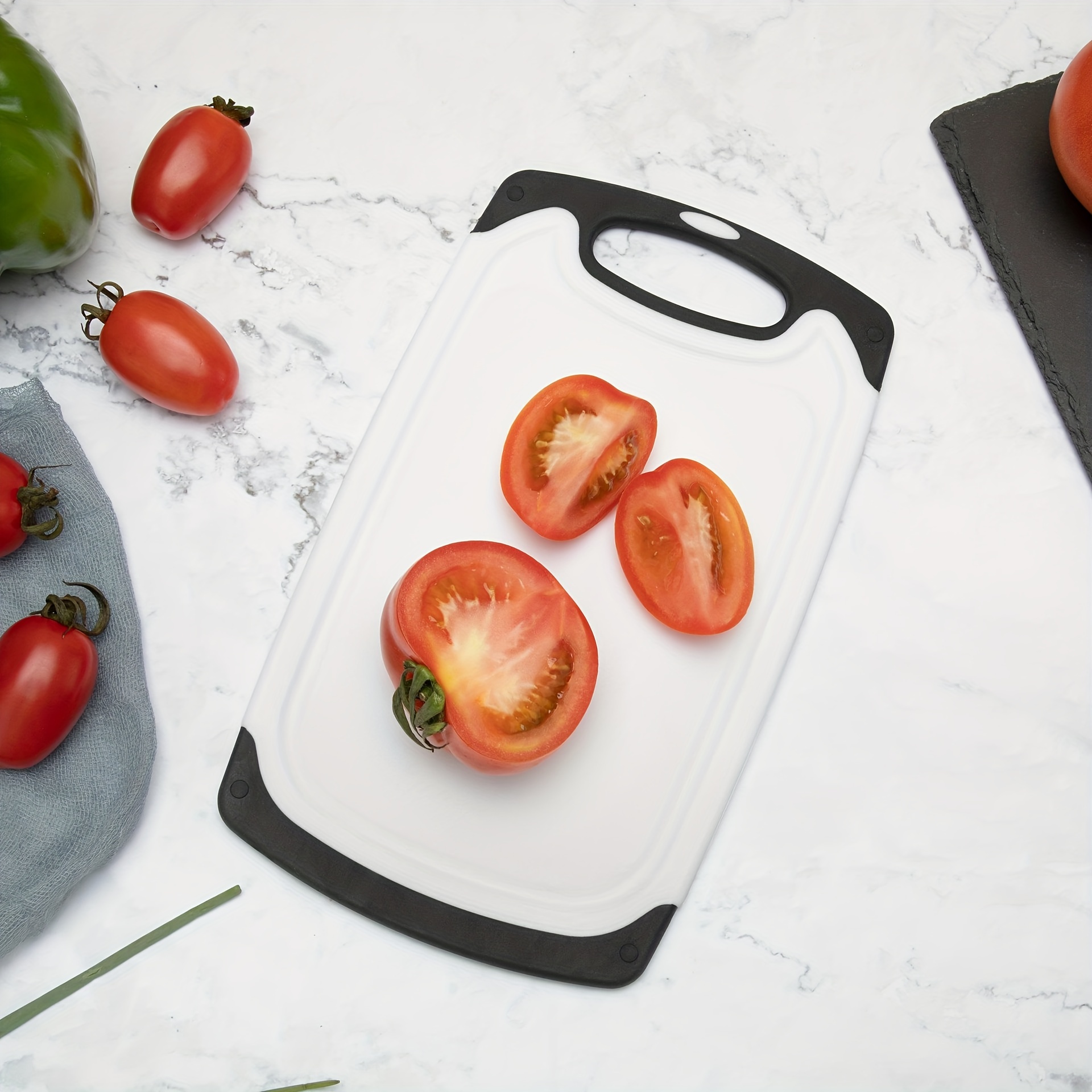 3pcs/set Plastic Cutting Board For Home Kitchen, Wall-mounted Chopping Board ,Dishwasher Safe Cutting Boards with Juice Grooves, Easy Grip Handle, Non- Slip