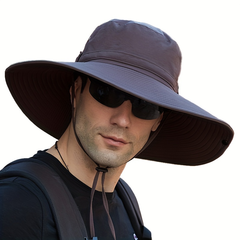 Sombreros para hombre al aire libre, gorra de pesca, color sólido, ala  ancha, protección contra la playa, sombra, sombrero de verano, otoño