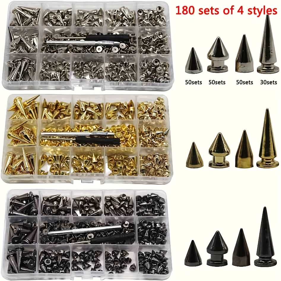Craft Rivet Screw Back Studs and Spikes Kit with Tools Leather