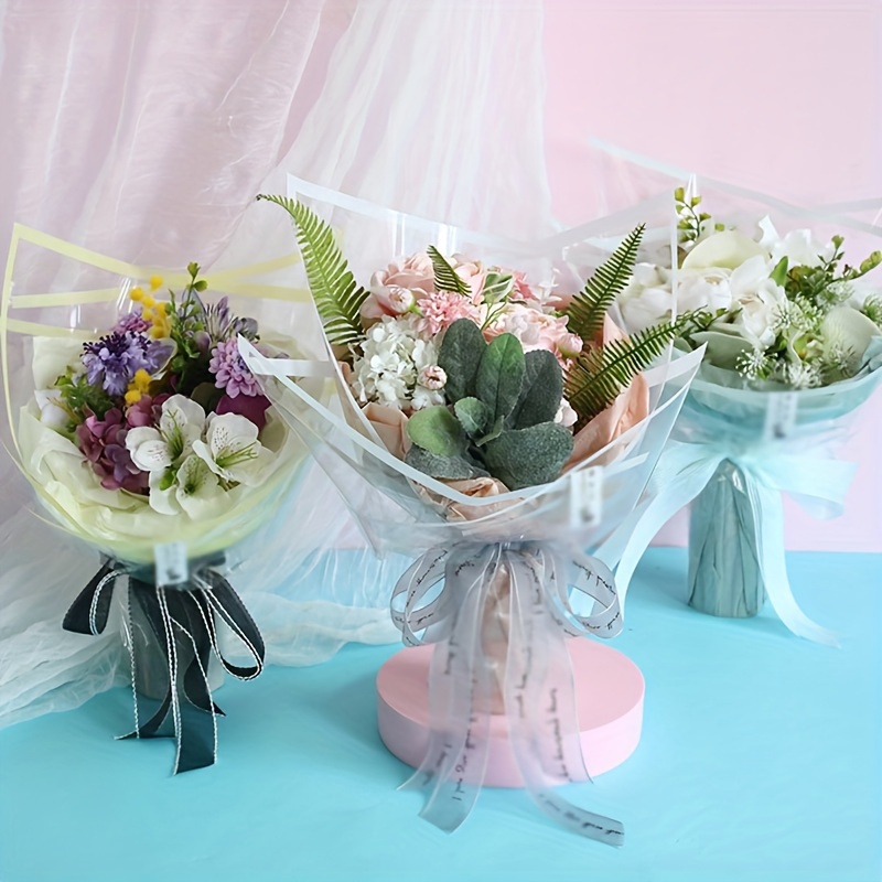 20pcs/lot Golden Border Rose Flower Wrapping Paper Korean Style Half  Transparent Gift Wrap …