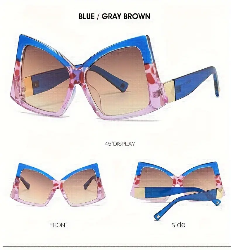 oversized cat eye sunglasses for women men color block fashion decorative shades props for costume party prom details 3