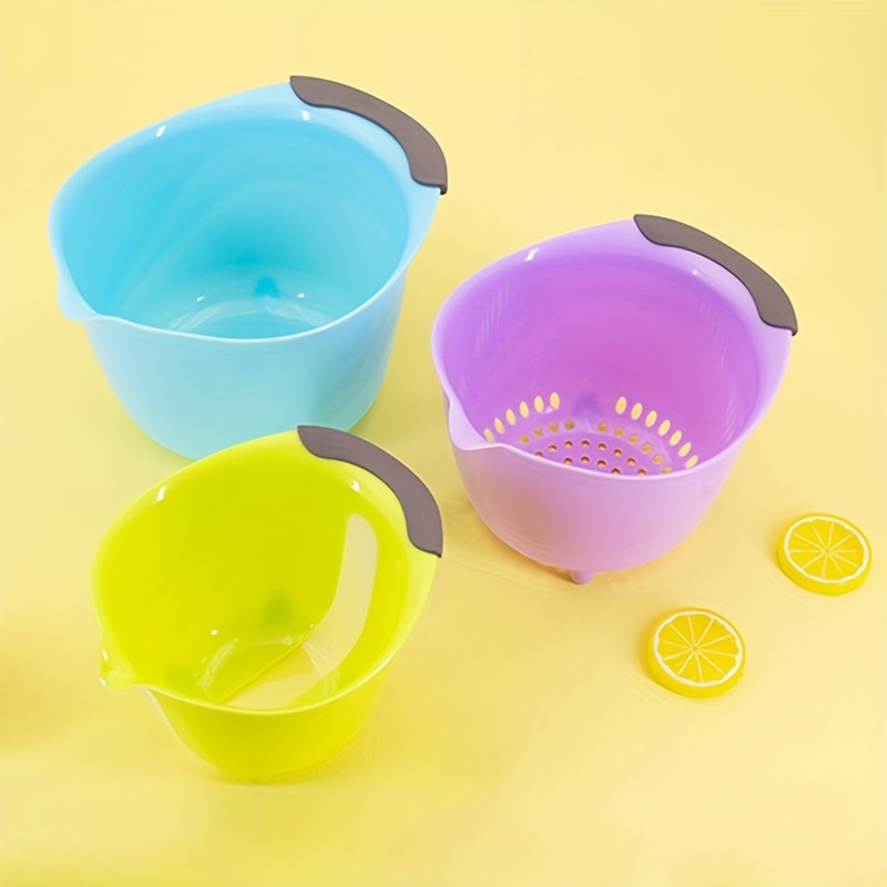 Salad Mixing Bowls With Lids, Plastic Mixing Bowls Set, Stackable Nesting  Bowl Set For Kitchen, Ideal For Baking, Prepping, Cooking And Serving Food  - Temu