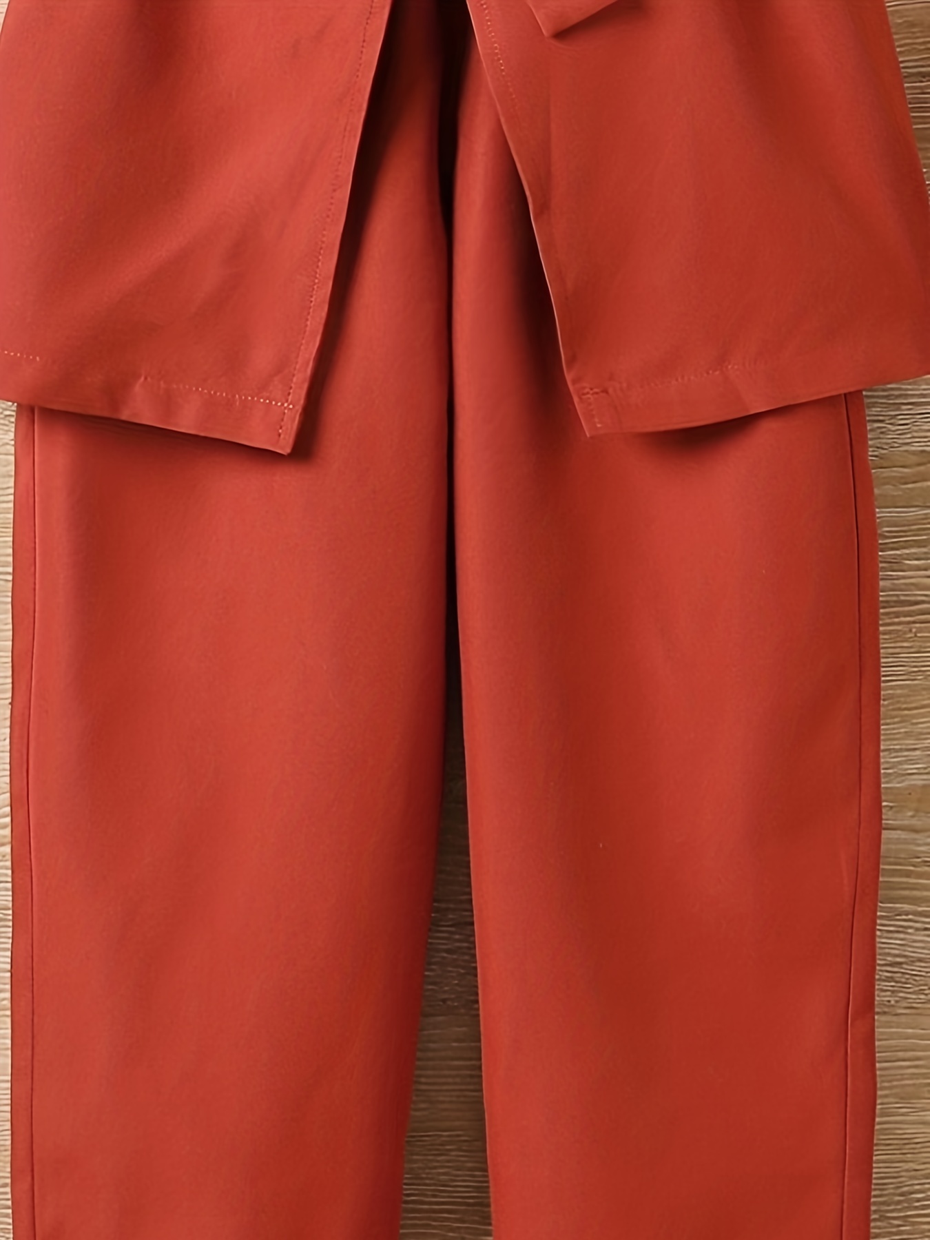 Girls 2pcs Vest With Belt & Elastic Waist Pants Set Solid Sleeveless Blazer