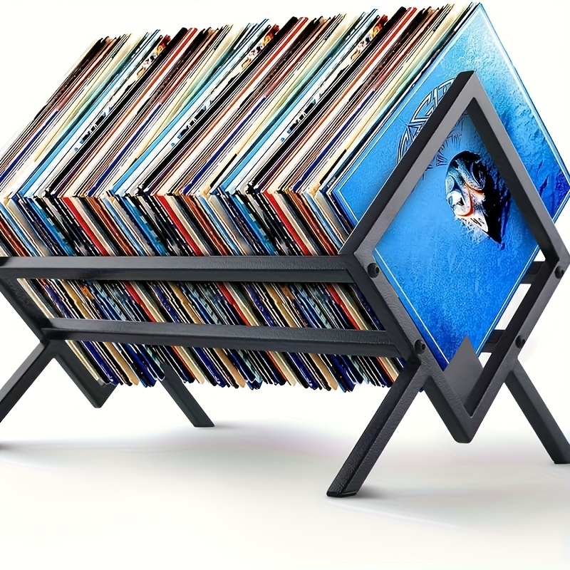 Vinyl Record Stand Bamboo Vinyl Record Storage Holder Display Stand For 50+  LP Music Albums Display Wooen LP Album Deskop Rack