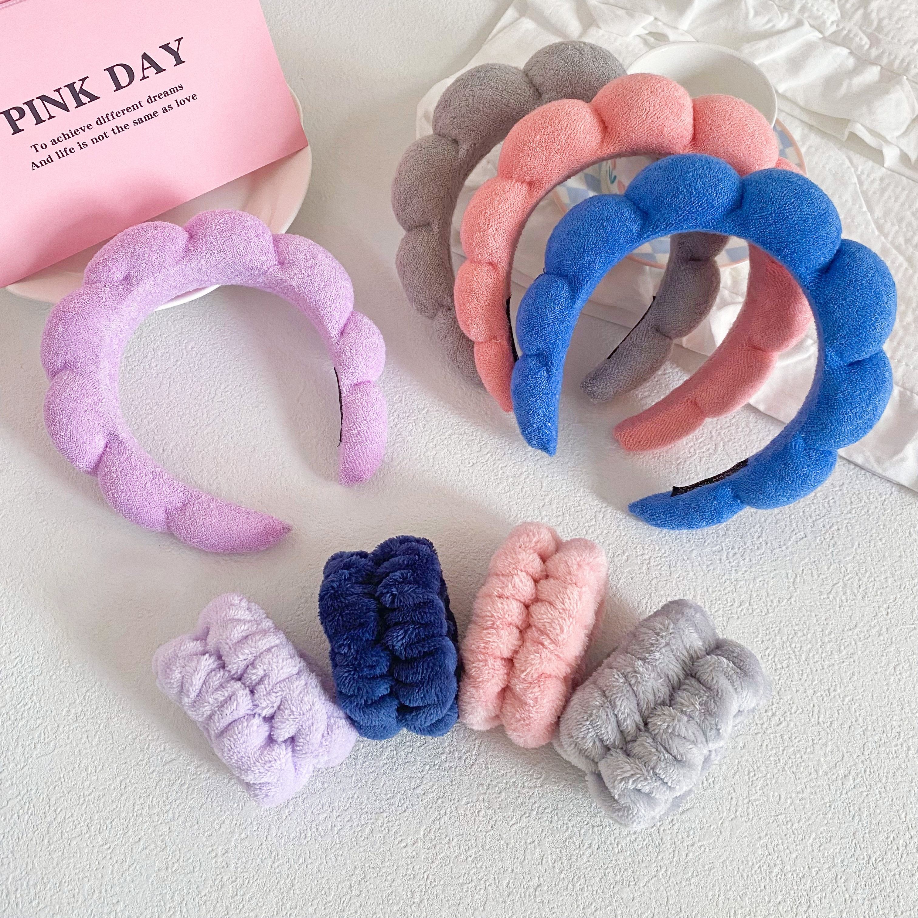 Sponge Spa Headband Wristband Set Washing Face Makeup - Temu