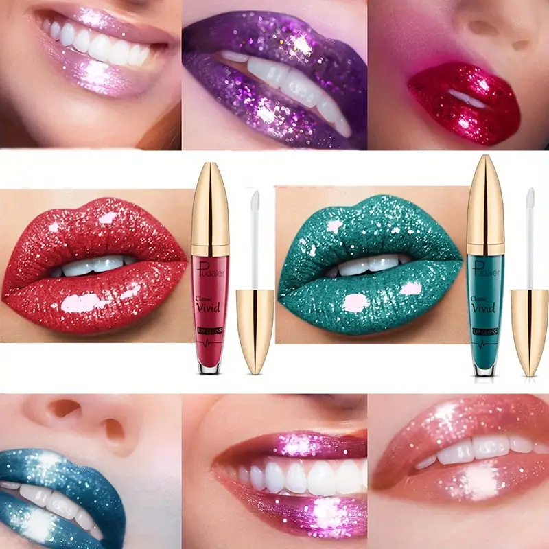 High Pigmented Long lasting Glitter Lip Gloss Lipstick - Temu