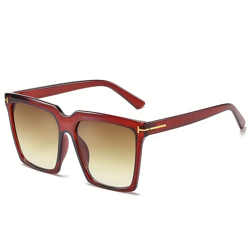 Square Frame Sunglasses Ombre Lens Glasses Rivet Decor Eyewear