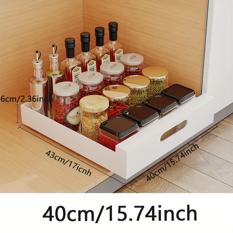  DINDON Pull Out Spice Rack Cabinet Organizer, (8 W x 21.9 D x  25.2 H) Multi-Use Soild Wood Pull Out Cabinet Organizer Slide Out Shelf  Sliding Base Cabinet Storage Organization 
