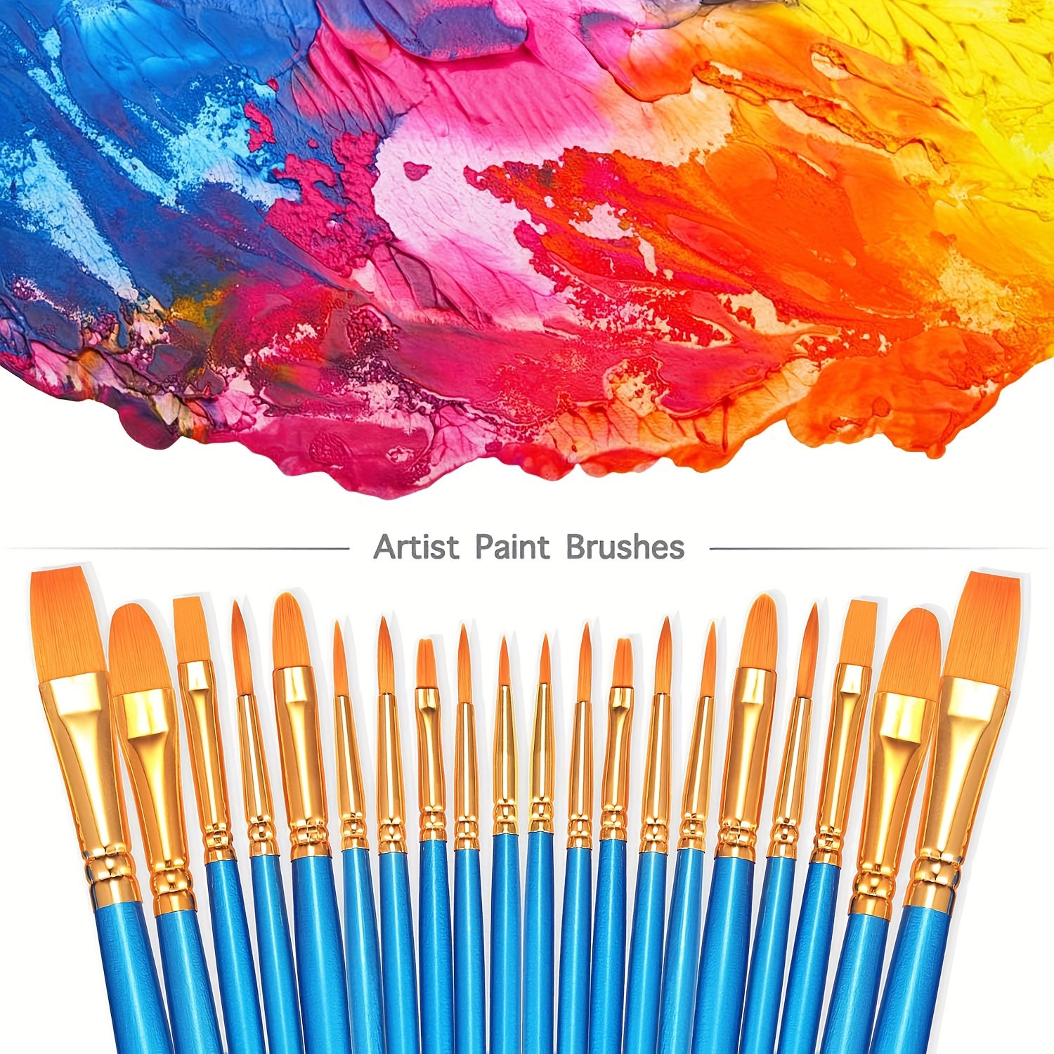 Paint Brushes Set, 20 Pcs Paint Brushes for Acrylic Painting, Oil  Watercolor Acrylic Paint Brush, Artist Paintbrushes for Body Face Rock  Canvas, Kids Adult Drawing Arts Crafts Supplies, Blue+Pink