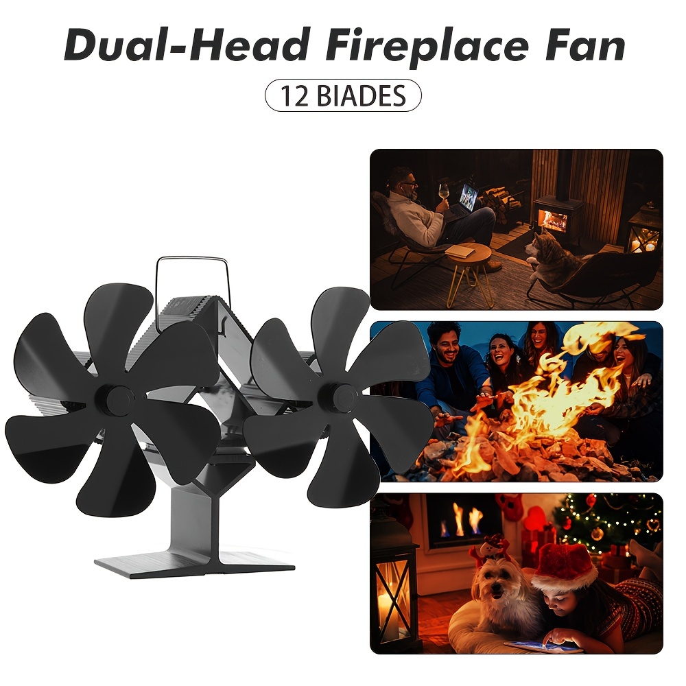 12 Blades Fireplace Fan Double Motors Wood Stove Fan For - Temu