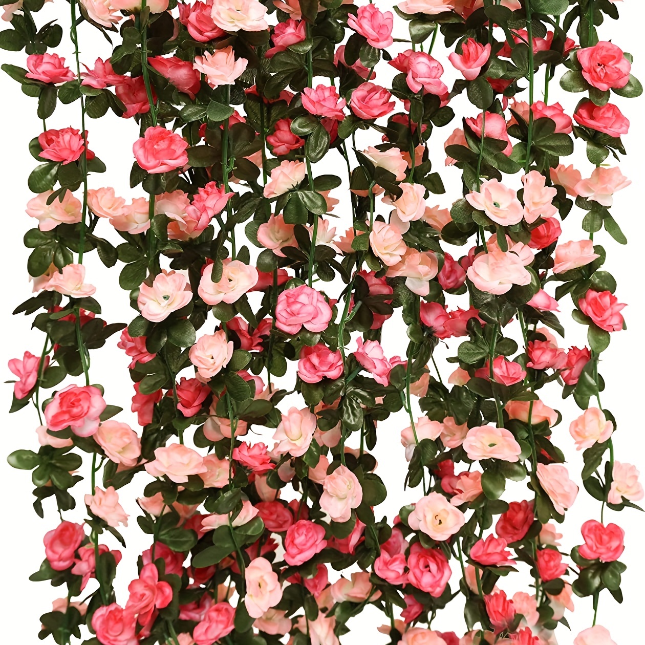 PARTY JOY 2Pcs 2M Fake Silk Rose Vine Artificial Flowers Hanging