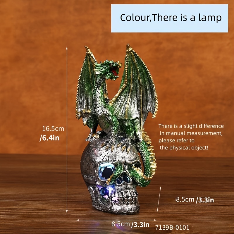 Halloween Battle Dragon Decoration - Resin - Represents Wisdom and Strength  - With Light from Apollo Box