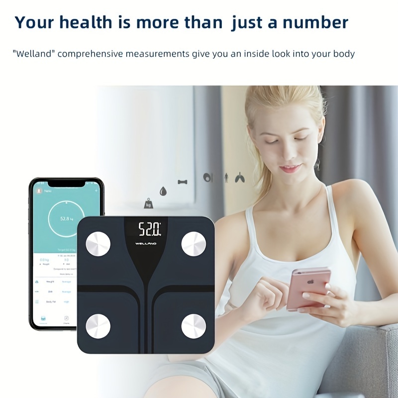 Bluetooth Body Fat Scale, Smart Wireless BMI Bathroom Weight Scale Body  Composition Monitor Health Analyzer with Smartphone App for Body Weight,  Fat, Water, BMI, Muscle Mass-Black 