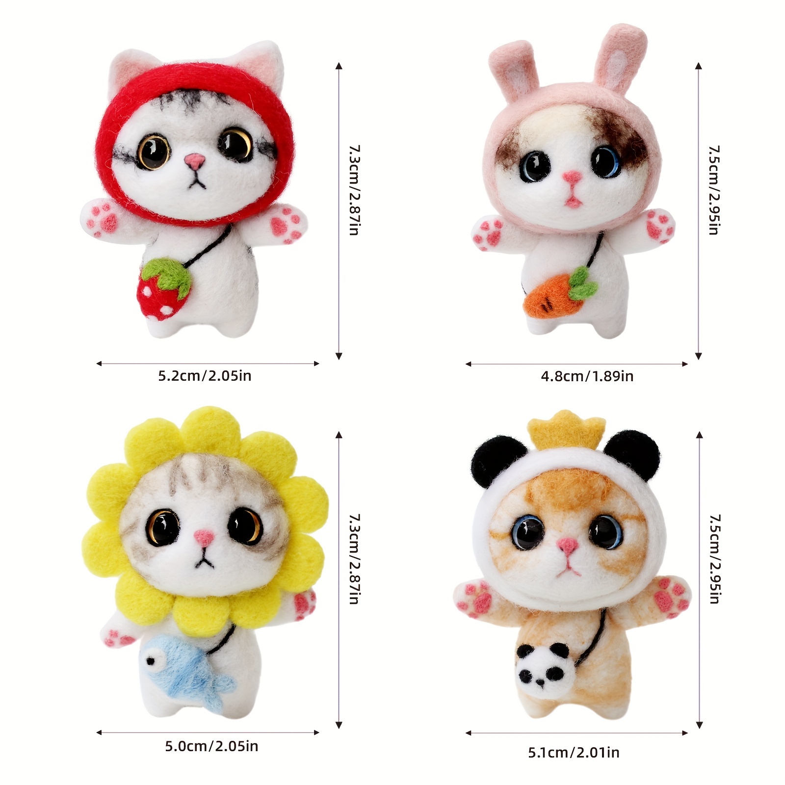 Kawaii Wool Needle Felting Kit For Beginner Starers Cat Doll - Temu