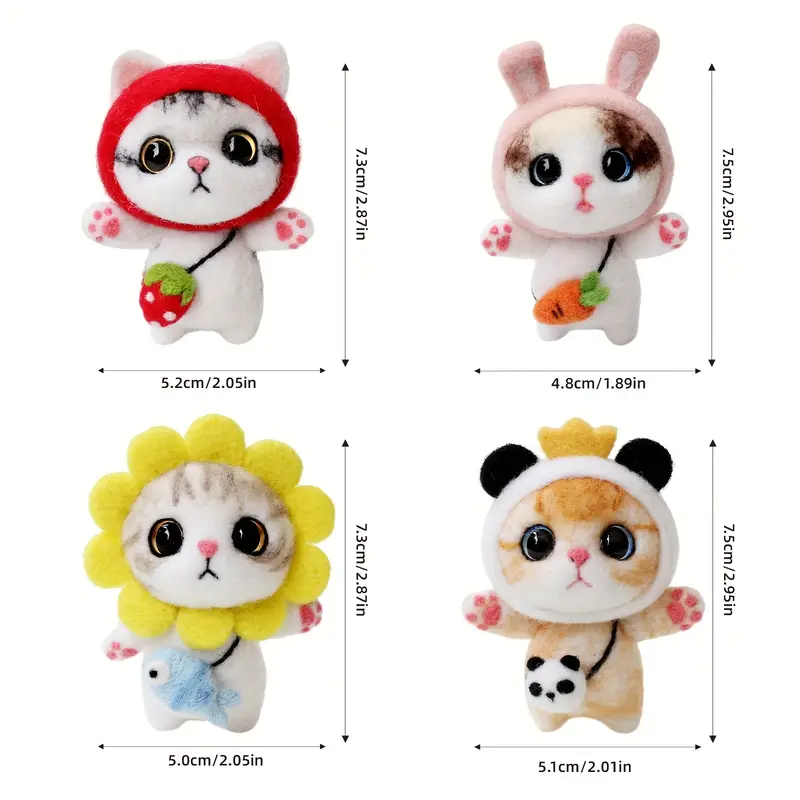 Kawaii Wool Needle Felting Kit For Beginner Starers Cat Doll - Temu