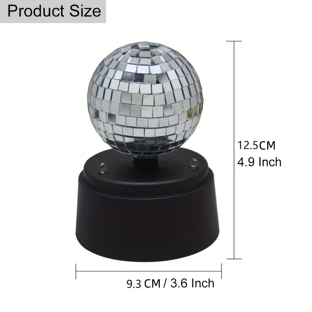 Moteur à boule discothèque, 1600 mAh, 1 à 30 tr/min, rotation lente, moteur  à boule miroir argenté avec télécommande et réglage de minuterie, petit ornement  rotatif à suspendre pour berceau de bébé