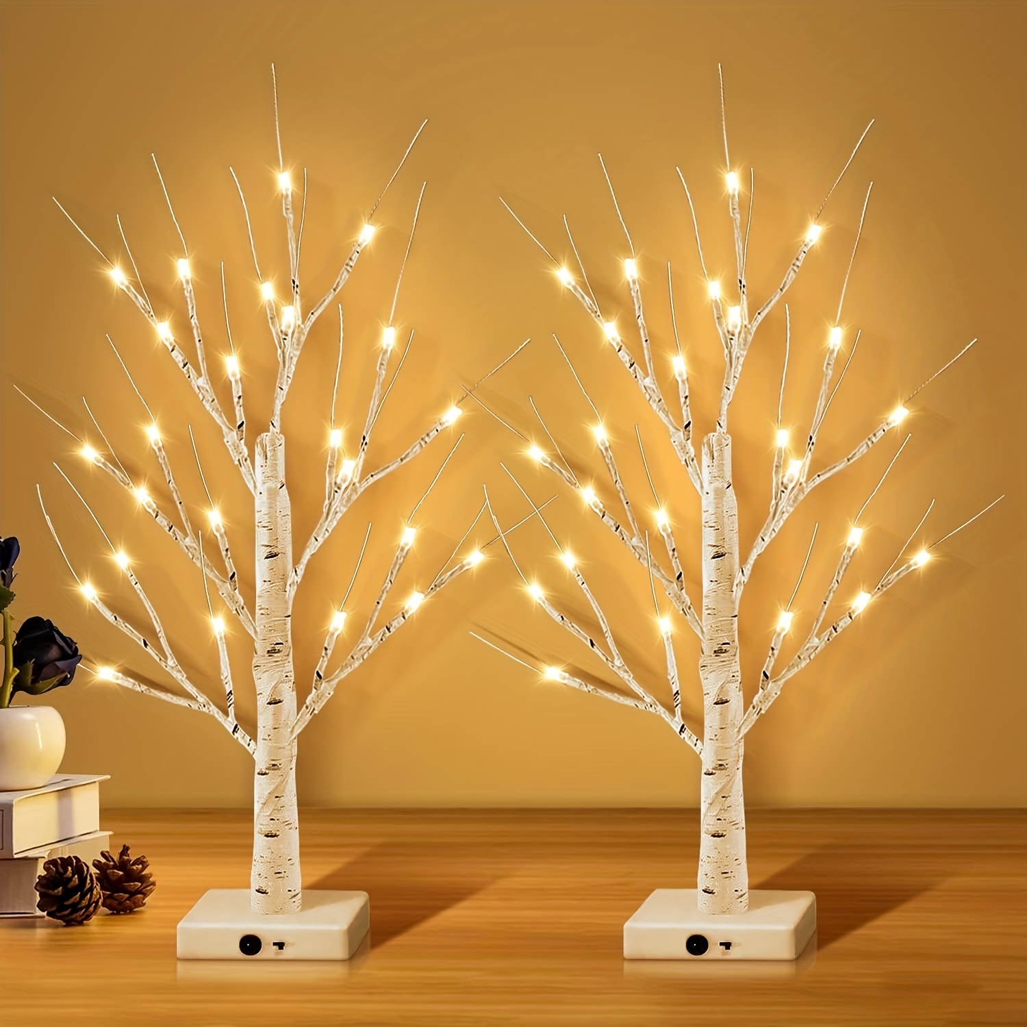 Birch Twig Garland with Dual-Function Lights