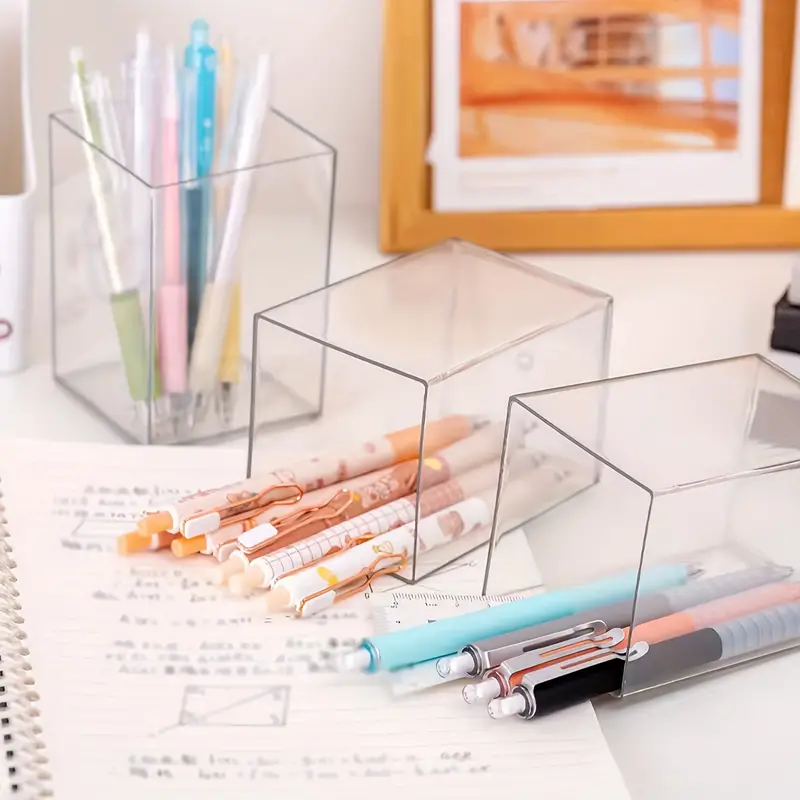 Acrylic Pen Holder Storage Tube Transparent Pen - Temu