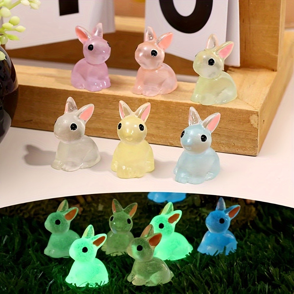 Grosshandel Niedliche kleine Kaninchen-Ornamente aus leuchtendem Harz 