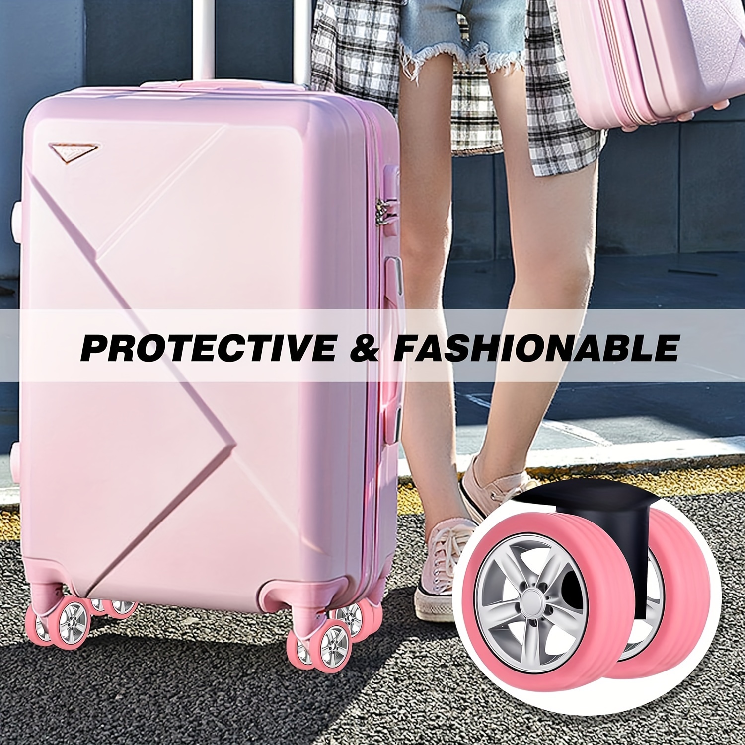Kaufe 4 Stück Silikon-Gepäckradabdeckungen erhöhen die Reibung und  reduzieren Geräusche, Gepäckräderschutz, Kofferradabdeckung, Reisezubehör
