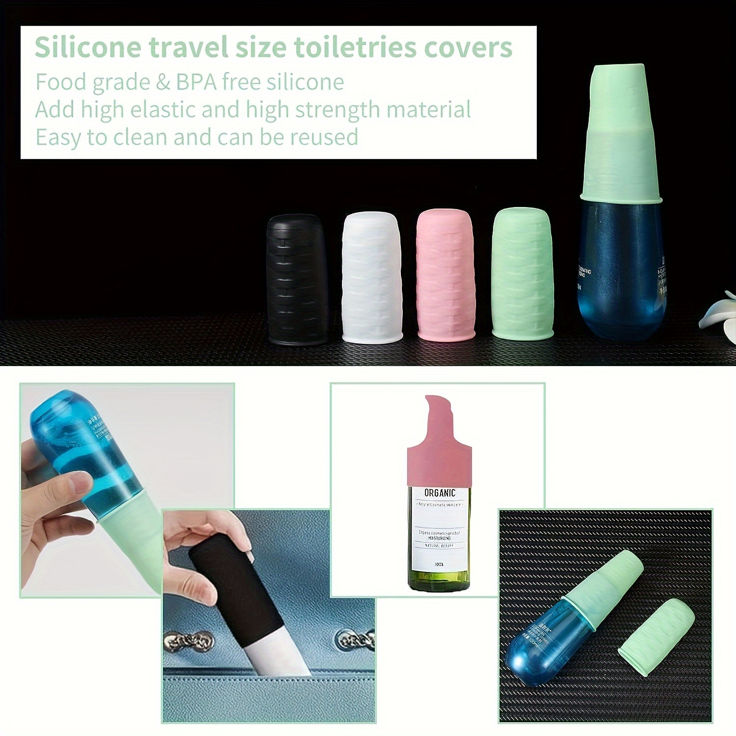 Elastic Sleeves For Leak Proofing Travel, Silicone Leak Proof Sleeves For  Travel Container In Luggage, Reusable Accessory For Travel Toiletries Bag  Suitcase - Temu