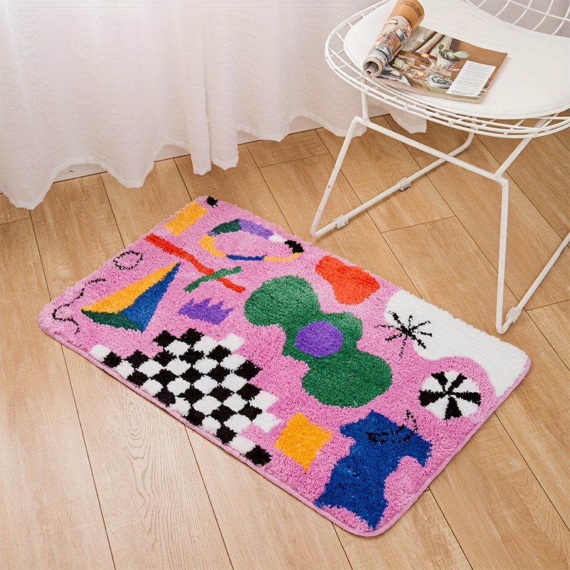 1pc Bath Rug, Cute Animal Pattern Imitation Cashmere Floor Mat