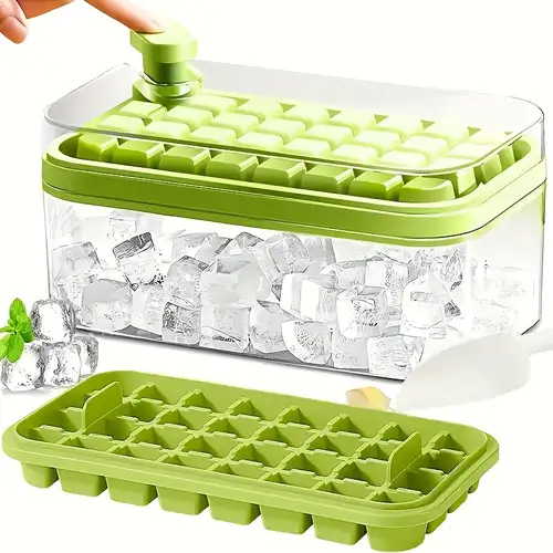 64 Silicone Ice Cube Trays With Lid And Bin -101oz- Easy Release And Space  Saving - Perfect For Whiskey, Cocktails, And More - Food Grade Pp Material  - Temu