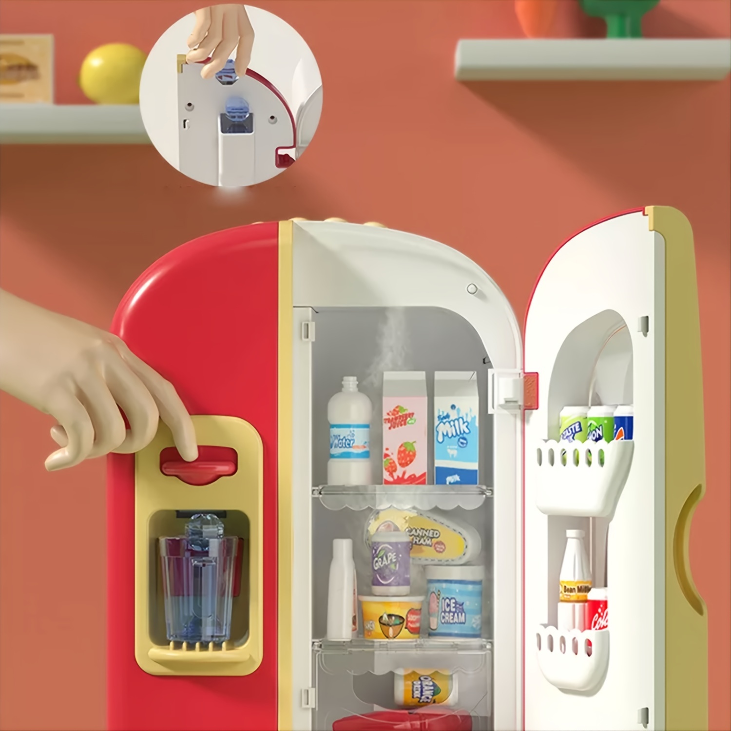 Kids Toy Fridge Refrigerator Accessories With Ice Dispenser Role