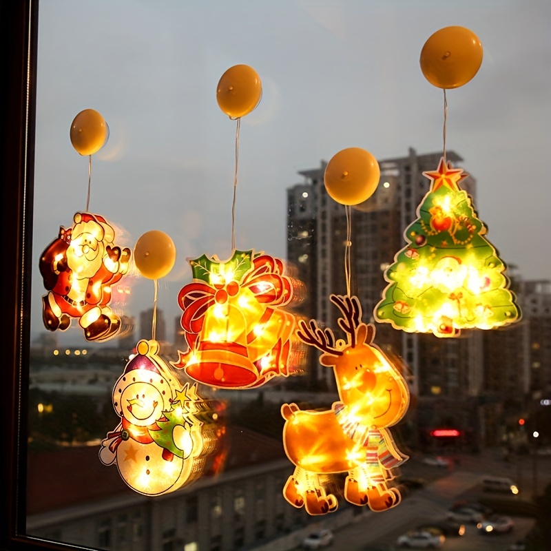 Lampe LED suspendue avec ventouse pour père noël, ornements lumineux pour  les fenêtres de la maison, nouvel an, 2023