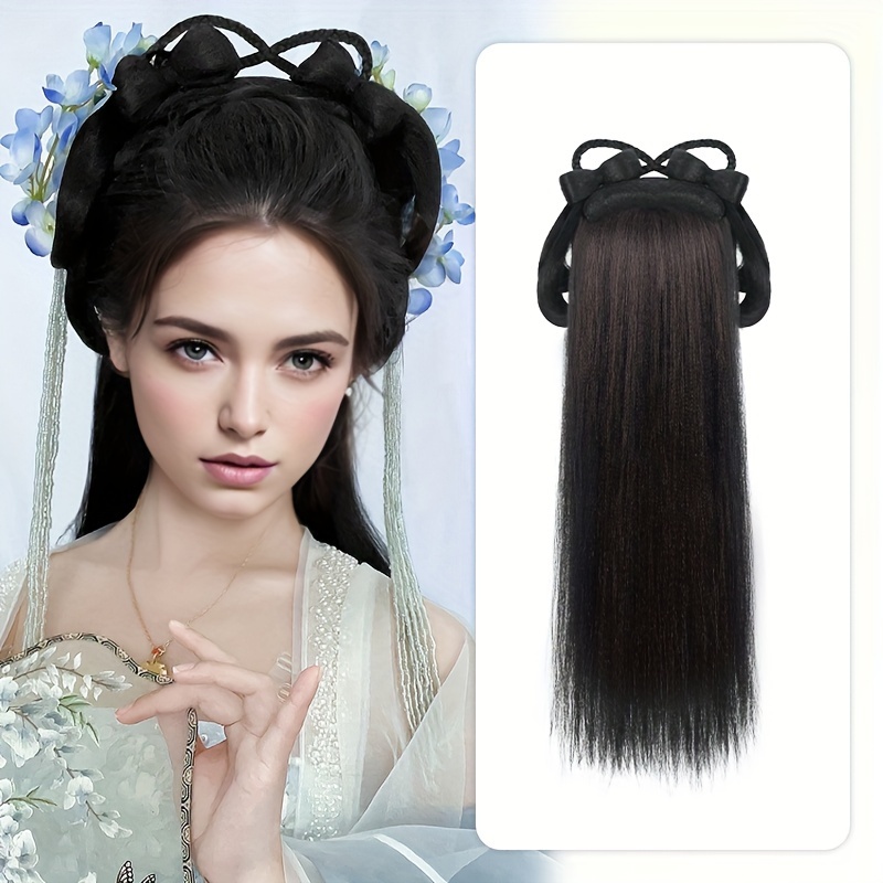 Half Wig Ancient Chinese Style Hair Hoop Wig Synthetic Hair Temu