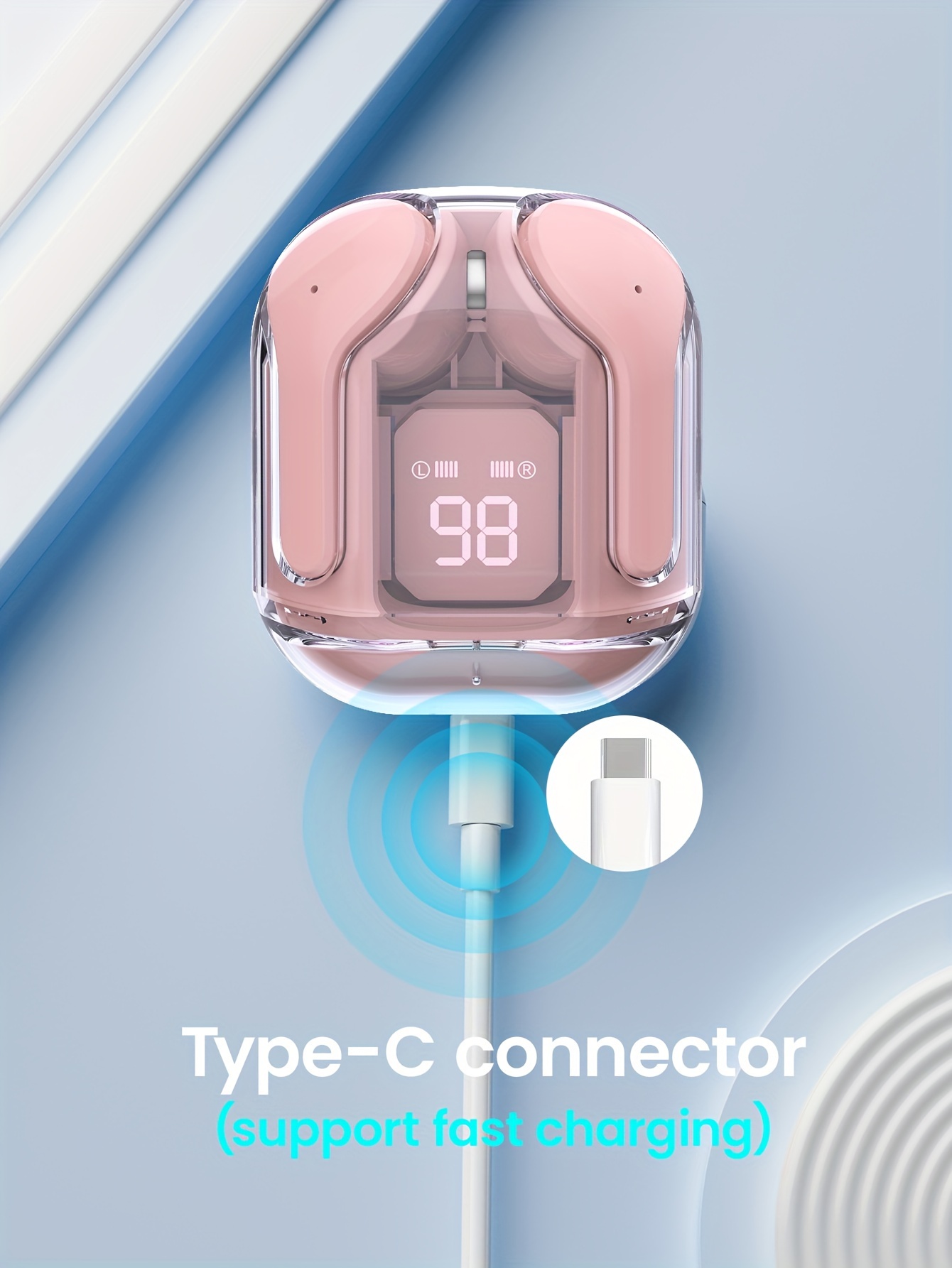 Transparent TWS, No Lid Design, Wireless V5.3 Colorful True Wireless Stereo Earbuds, Silicone In-ear, Touch Button, Hands-free Headset, Battery Capac_voghion.com