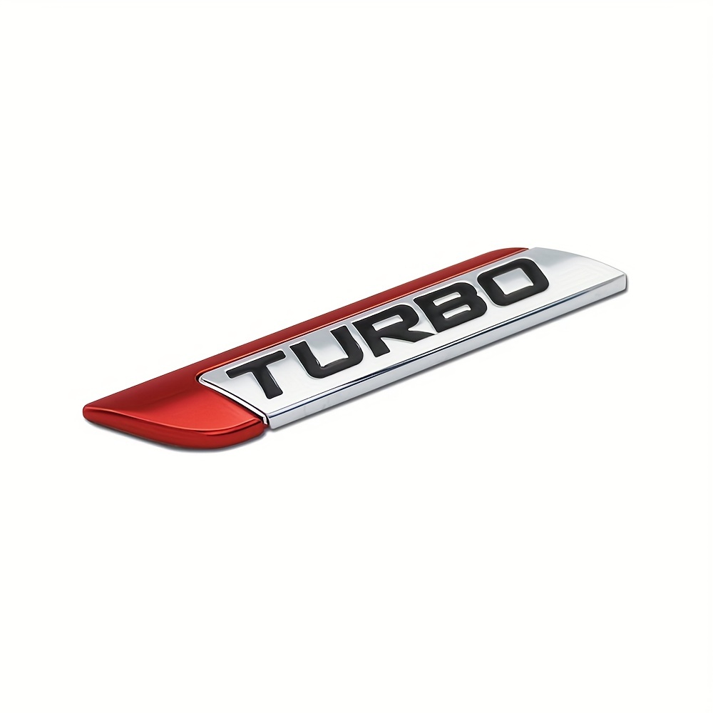2 Stück Turbo Universal Auto Motorrad Auto 3D Metall Emblem Badge Aufkleber  Aufkleber, Rot & Silber