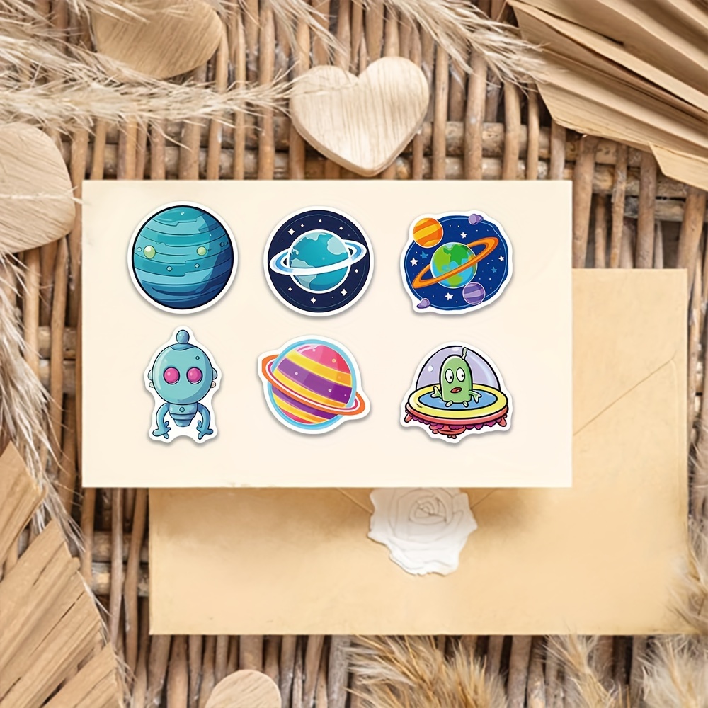 50 Pegatinas Planeta Degradado Niños Diseño Planetas Dibujos