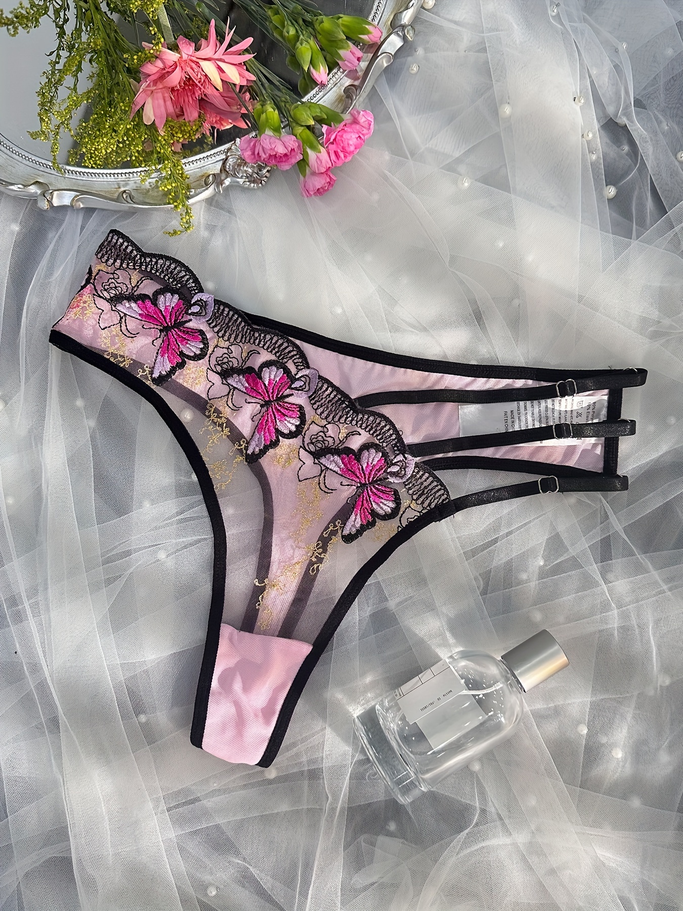Women Sexy Embroidery Butterfly Thong G-String Panties Underwear Lingerie  Thongs