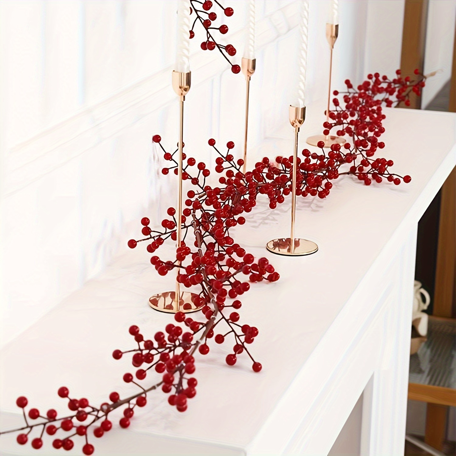 Artificial Christmas Holly Berry Vine Winter Berry Garland - Temu