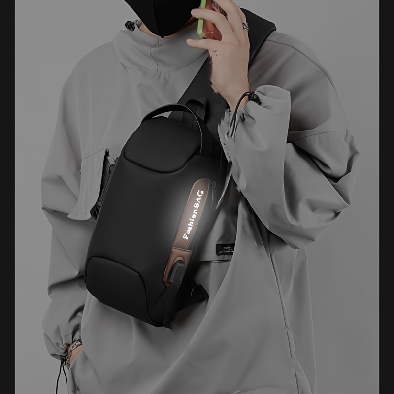 Bolso cruzado de pecho para hombre, mochila de moda, bolsos de hombro con  puerto para auriculares, puerto de carga USB, bolsos de lona de viaje