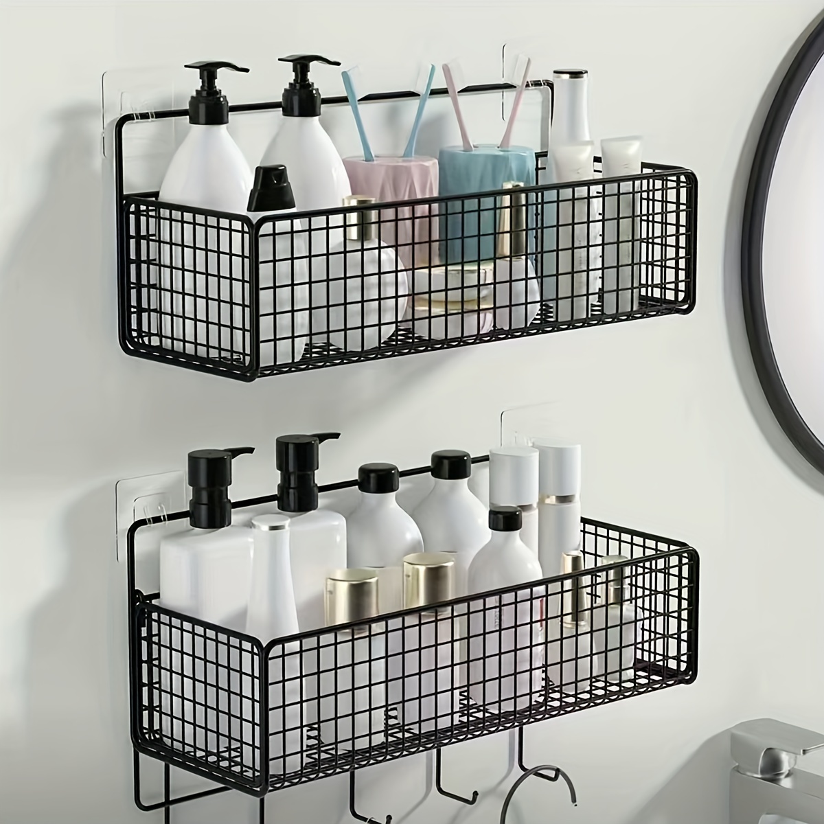 Wall Mounted Bathroom Storage Rack Shower Caddy Basket Organizer